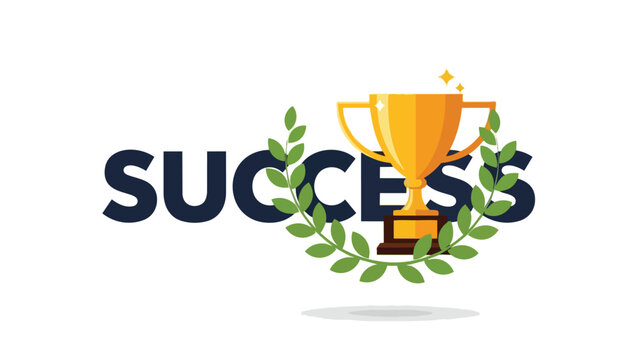 Golden trophy surrounded by a lush green laurel wreath illustrating triumph and victory, symbolizing outstanding achievement and the rewarding