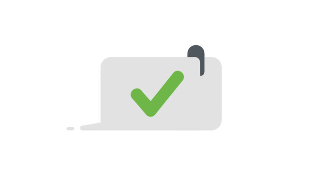 Green checkmark on white card.