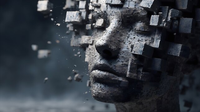 Human Mind Shattering Into Fragments &ndash; Mental Health, Stress, Burnout and Digital Overload Concept