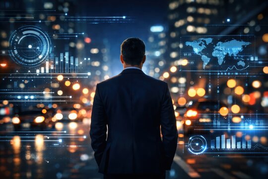 Strategic Visionary in the Digital Epoch: An anonymous figure, a harbinger of change, stands as a symbol of leadership.