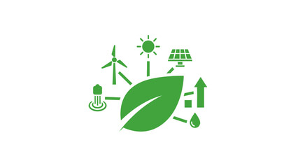 Obraz premium Green leaf eco friendly symbol icon.