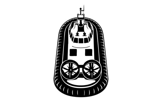 Top-down orthographic view of a hovercraft, simplified deck