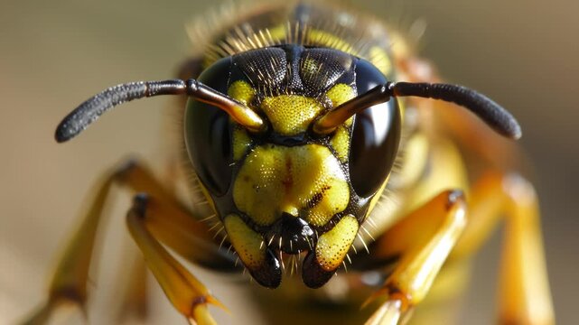 Closeup of a wasps face