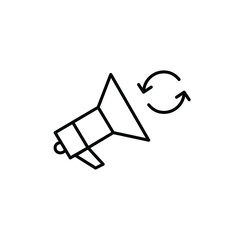 Fototapeta premium Megaphone and renew arrows. Announcement update, marketing refresh, promotion renewal. Pixel perfect, editable stroke vector icon