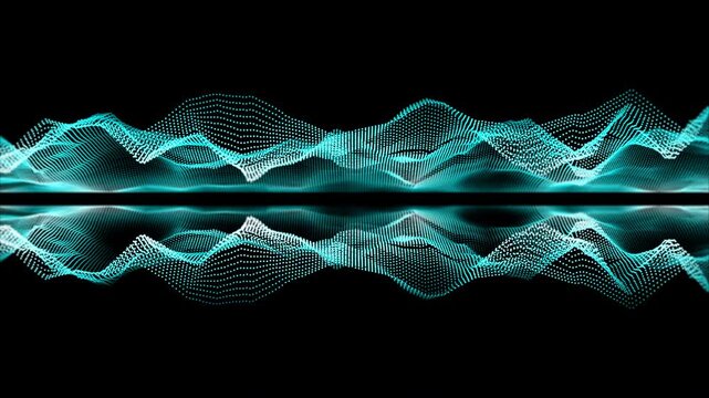 Seamless Looping Teal Data Wave Animation for Tech Conference Screens and Broadcast Media, Landscape for AI Visualization and Fintech Interface Backgrounds