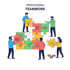 Teamwork Puzzle Collaboration Business Goals Strategy Building Success