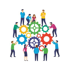 Teamwork Synergy: People Connecting Gears for Collaboration and Success