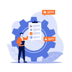 Business Process Management: Checklist, Gear, and Person Icon