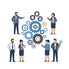Business Team Collaboration with Gears - Teamwork, Strategy, Success