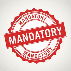 Obraz premium Red Circular Mandatory Stamp Icon on White Background