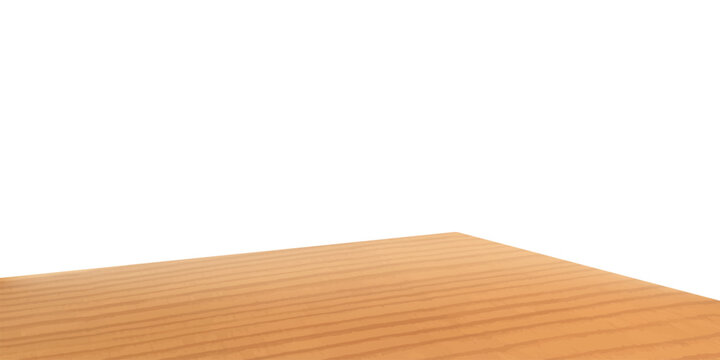 3d table. Wooden kitchen or office empty desk corner angle perspective view, product podium with wood texture, realistic counter, tabletop furniture template. Vector isolated mockup