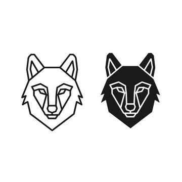 A black and white illustration of two wolf heads Vector