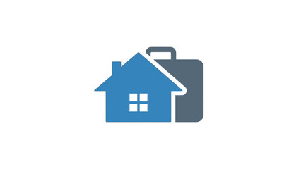Obraz premium Blue house with briefcase icon.