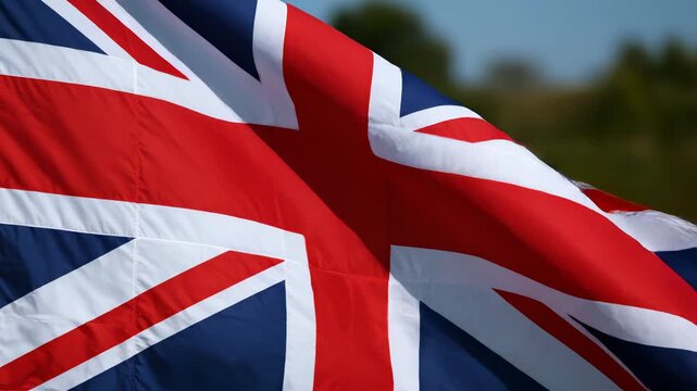 Union Jack flag waving in the wind