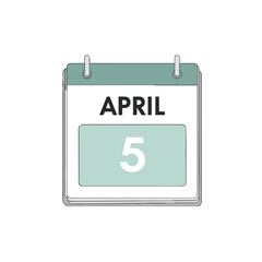 Fototapeta premium A clean and minimalist digital illustration of a wall calendar page highlighting the specific date of April 5 in a modern, uncluttered graphic style