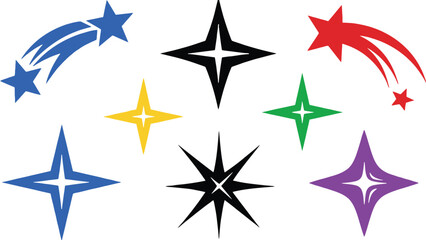 Obraz premium Star icons set of colorful vector illustrations and symbols