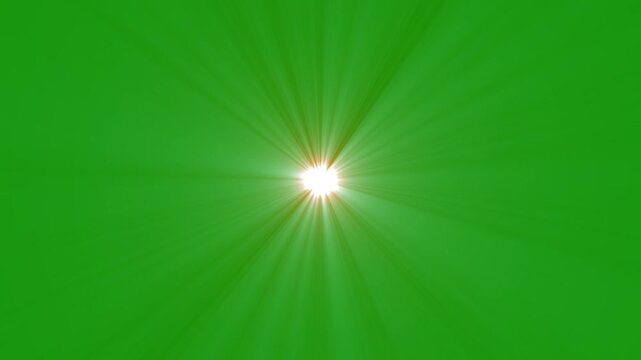 cinematic golden sunburst animation for chroma key video overlay. lens flare with optical sun rays.