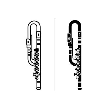 A black and white image of two clarinets Vector
