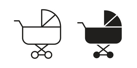 Baby carriage icon. linear style sign for mobile concept and website ui design © Siyan