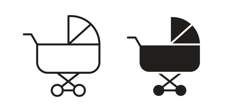 Baby carriage icon. linear style sign for mobile concept and website ui design