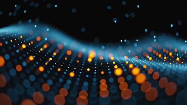 Glow digital chain with block big cube crypto technology concept currency datum mountain cyberspace business network computer abstract communication background database programming future software