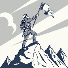 A mountain climber reaching the top of a changeling. 