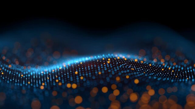 Glow digital chain with block big cube crypto technology concept currency datum mountain cyberspace business network computer abstract communication background database programming future software