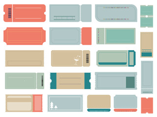 チケット・クーポン券のデザイン素材 20点セット｜ヴィンテージ・レトロ・モダン