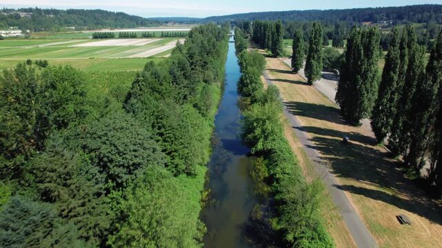Drone View of Rural Waterway Trail