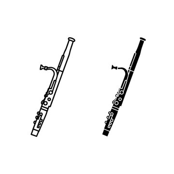 Two black and white clarinets side by side Vector