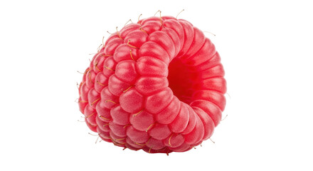 Vibrant red raspberry isolated PNG on transparent background, fresh fruit close-up for healthy eating and dessert design