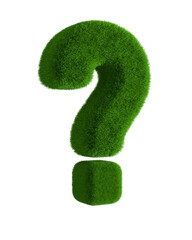 Question mark from grass on white background. Isolated 3D illustration