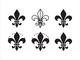 Six Different Styles Of Black And White Fleurs De Lis Symbols