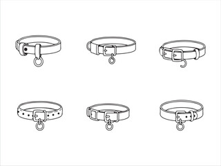 Six Different Styles Of Dog Collars With Buckles And Metal Rings Illustrated
