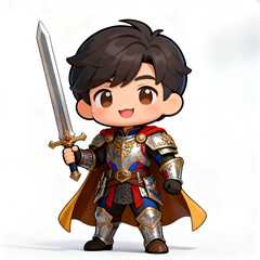 human squad leader, medium decorated armor, small cape, commanding pose, holding sword upright