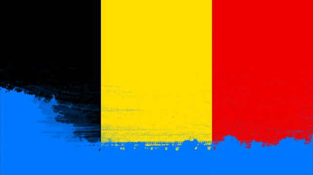 Belgium Flag Artistic Brush Stroke Animation with Blue Screen Key