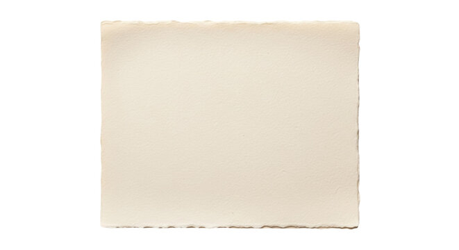 Beige handmade paper isolated PNG, textured blank cardstock for watercolor painting and mixed media art projects on transparent background