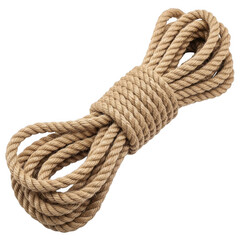 A coil of brown rope isolated on transparent background