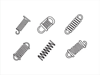 Various types of metal coil springs with different end hooks isolated design