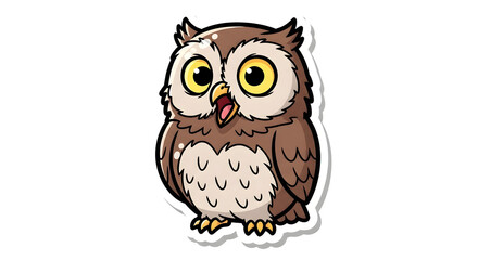 Fototapeta premium Owl illustration with large eyes and open beak, cartoon style, on transparent background, Whisk reference