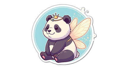 Cute panda fairy illustration with delicate wings and crown