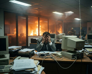 Business Risk Management Concept With Office Disaster