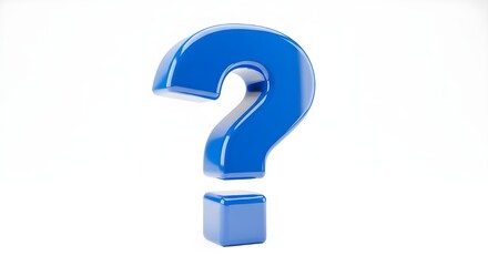 Shiny blue question mark symbol on white background