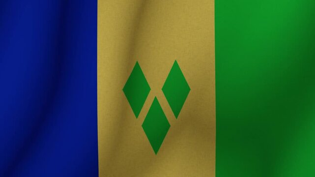 The flag of the flag Saint Vincent and the Grenadines. The flag of Saint Vincent and the Grenadines flag in 3d format. 1080p HD animation for presentation