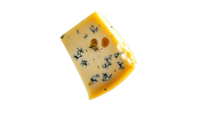 A wedge of blue cheese on transparent background
