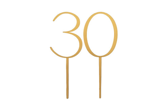 Golden number 30 cake topper for anniversary celebration