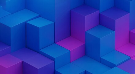 Obraz premium Abstract Blue and Purple Block Background. Concept featuring abstract, 3d blocks, blue, purple, geometric.