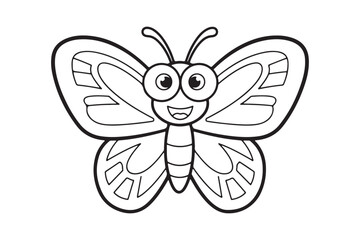 Obraz premium Funny Butterfly Coloring Page Cartoon Vector for Kids