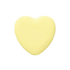 Fototapeta premium Yellow heart shaped candy isolated. Sweet confectionery mockup.