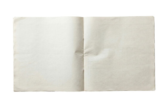 Blank open newspaper double spread isolated. Mockup template.
